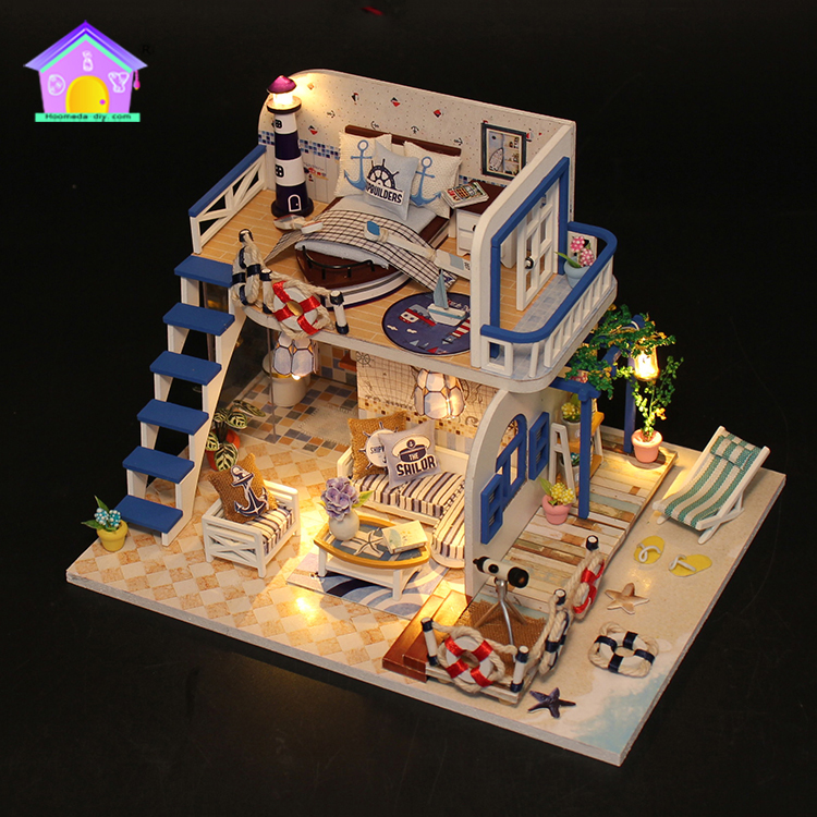 Wooden miniature dollhouses education toys made in china kits set