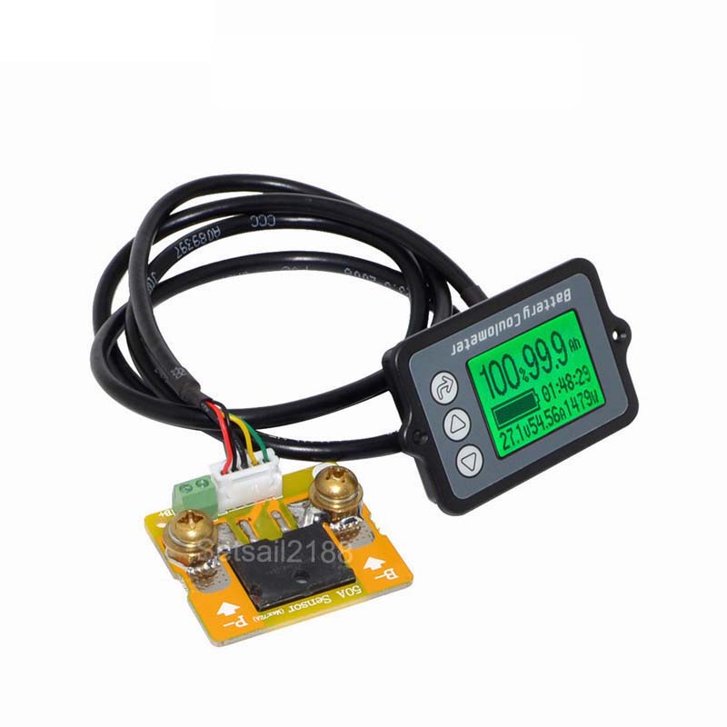 Indicateur De Capacit/é De Batterie 80V TK15 50A Compteur Coulomb Voltm/ètre Coulom/ètre Niveau De Puissance Affichage Au Lithium Phosphate De Fer Testeur De Fil