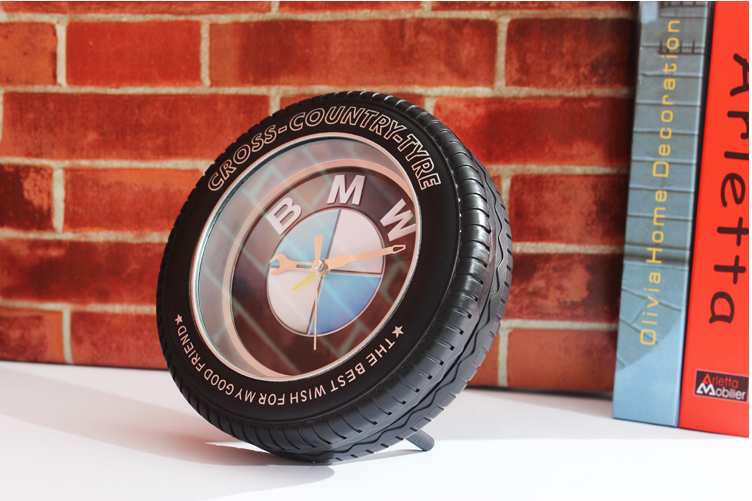 fashion tire alarm clock cross country tyre desk alarm clock wall clock
