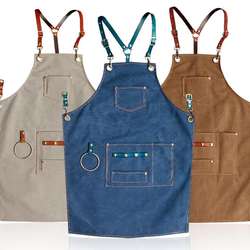 Denim apron dark blue barista barber shop apron restaurant art studio overalls apron custom