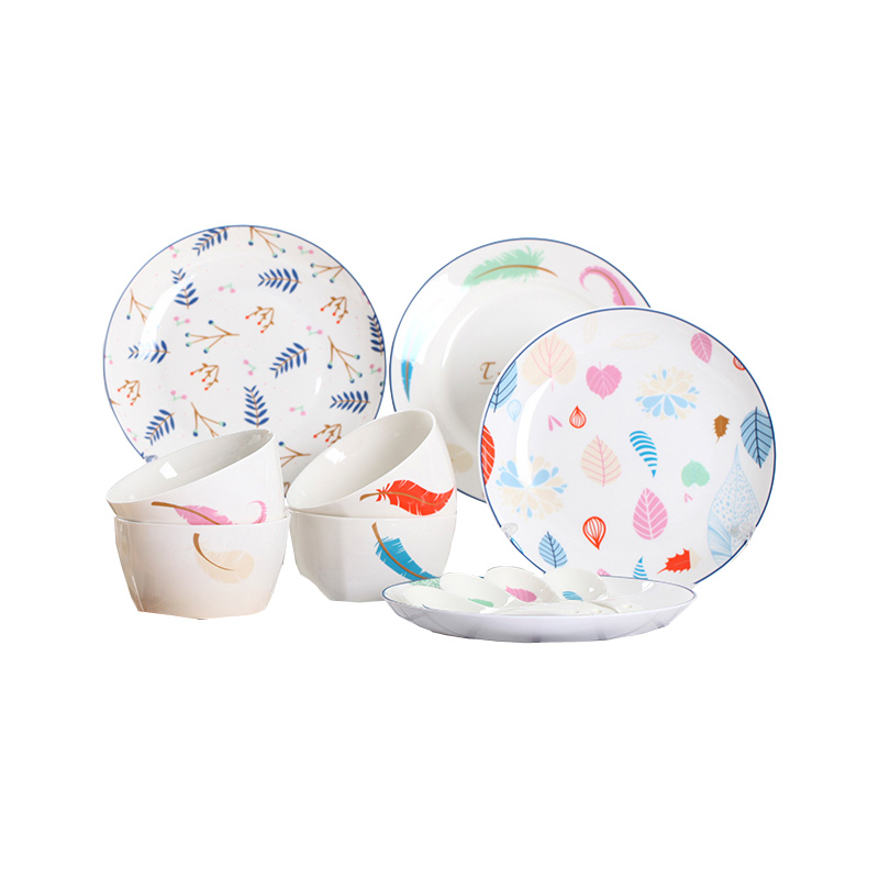 Customized logo decal printing ceramic plate New Bone China dinnerware set with design