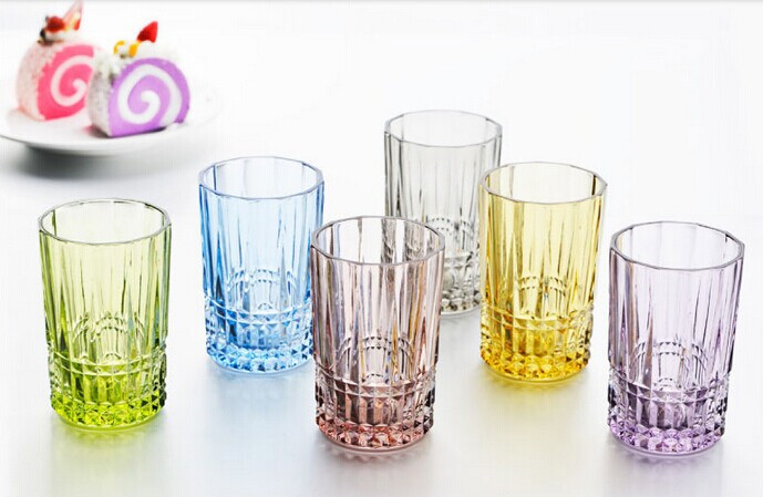 Haonai 230ml drinking glass water glass cup 6 assortment color