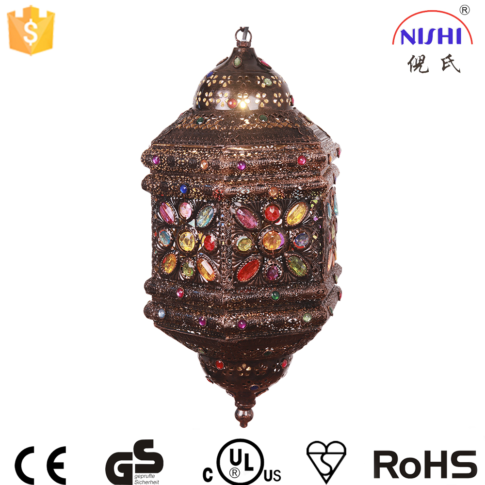 Turkish Mosaic Hanging Lantern Lamp Decorative Morocco Chandeliers Pendant Light NS-124014