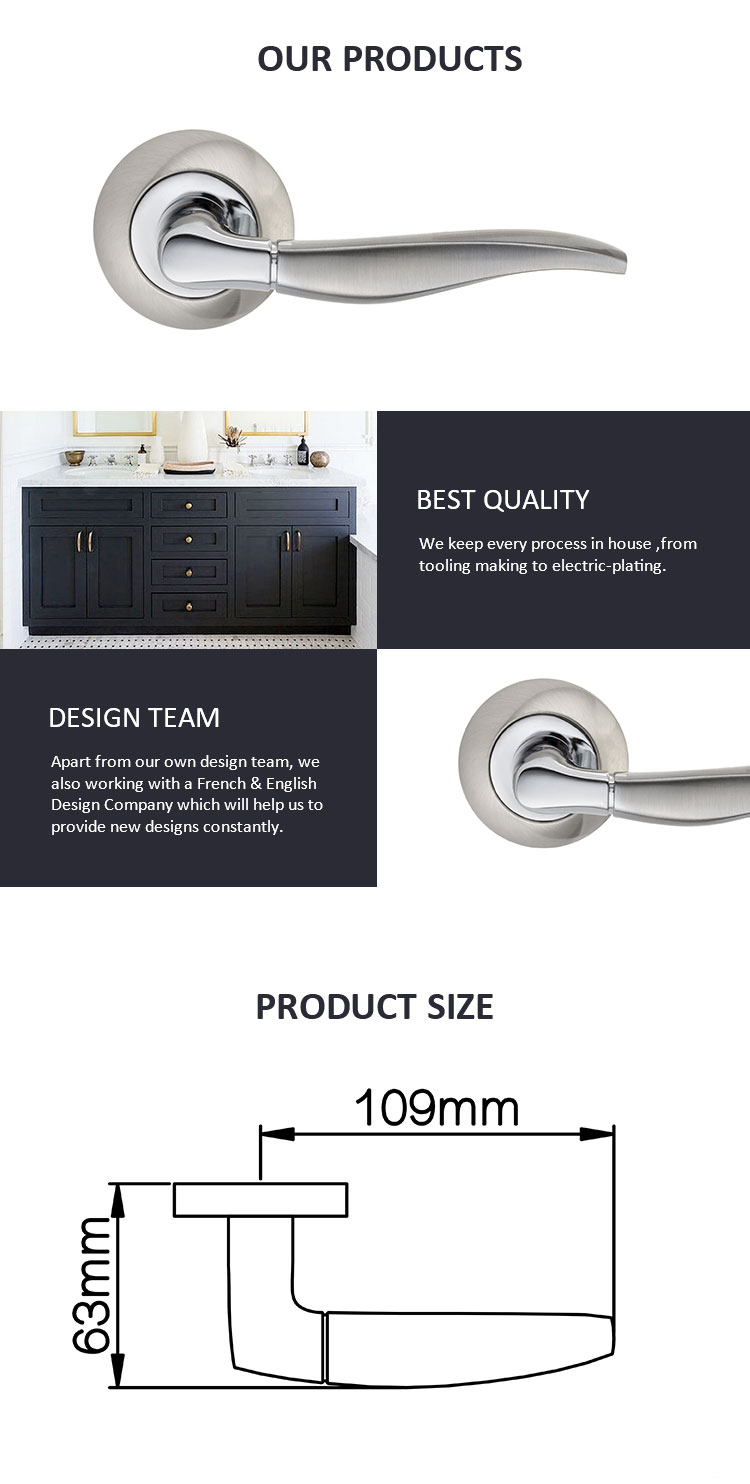 Solid reputation entrance door handle pull rosette handle lock
