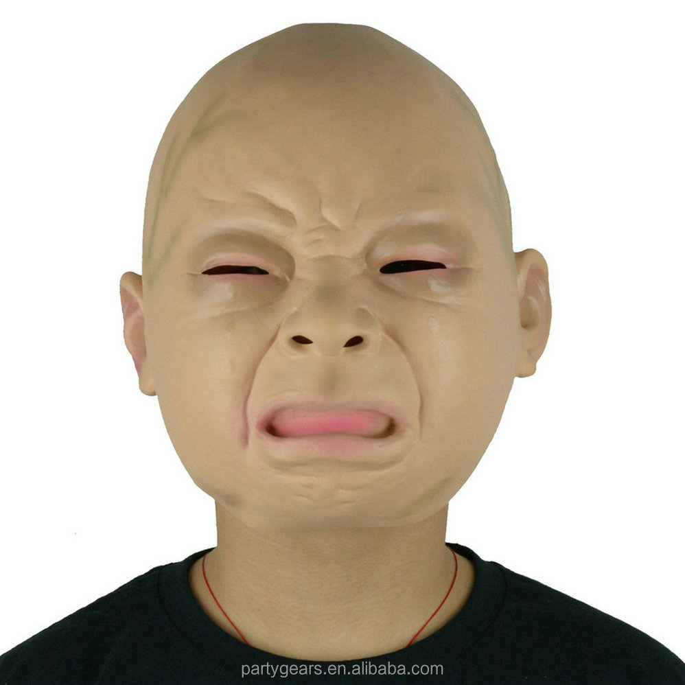 Popular Crying Baby Latex Head Face Mask Adults Funny Halloween Mask