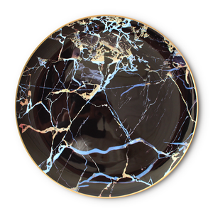 Hot selling round black marble homeware ceramic hotel used dinner plates