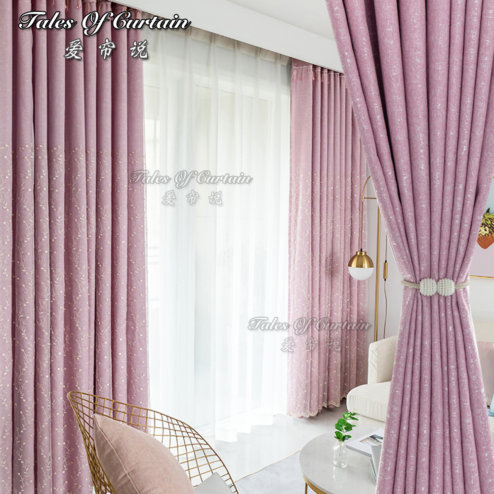 Window curtain for romantic home embroidery and finished curtain fabric