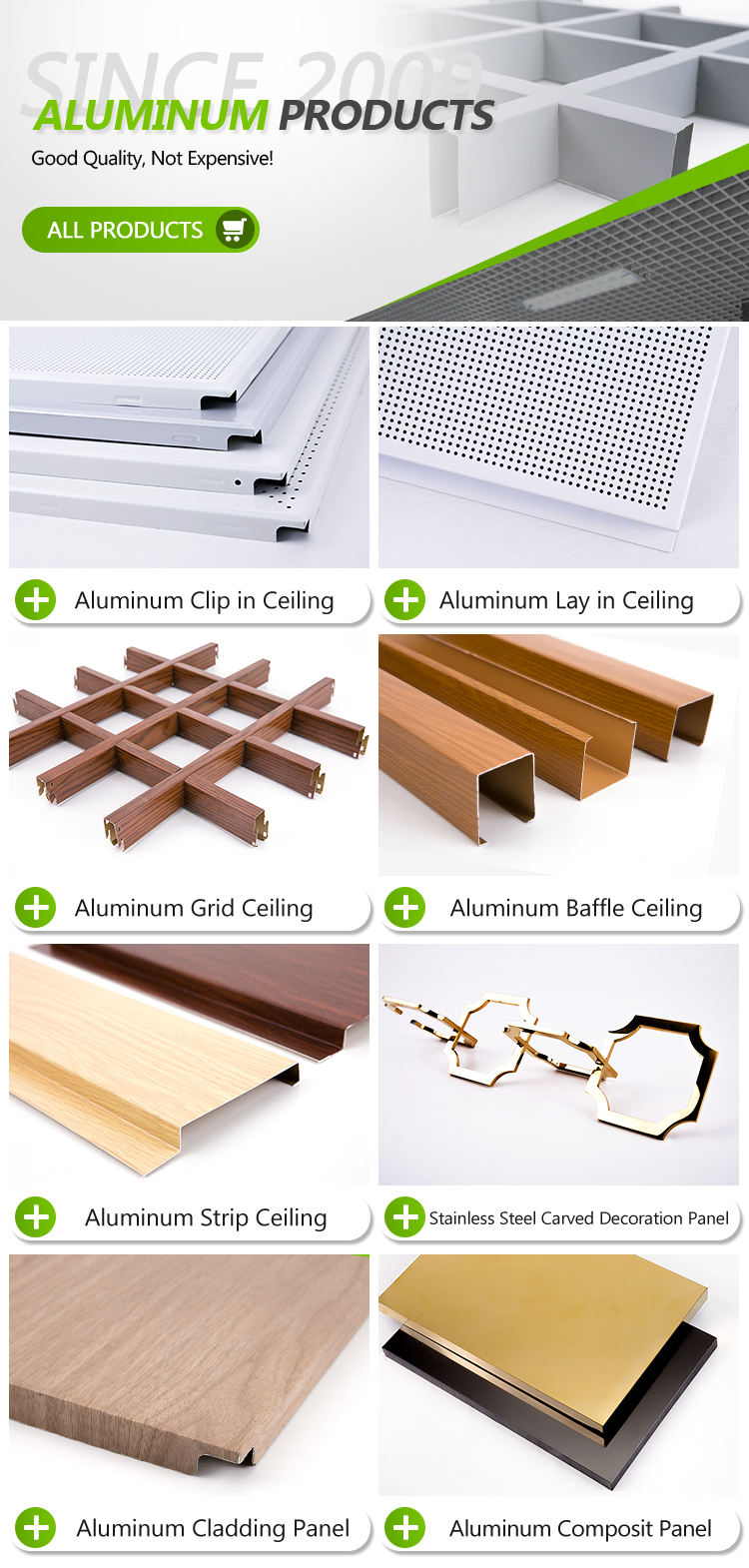 Indoor ceiling decoration modern decorative material suspended grilles ceiling aluminium grille ceiling