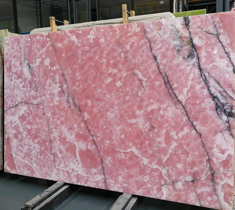 天然粉红色紫色玉石大理石大平板进口豪华紫色粉红色冰片贝壳玛瑙项目