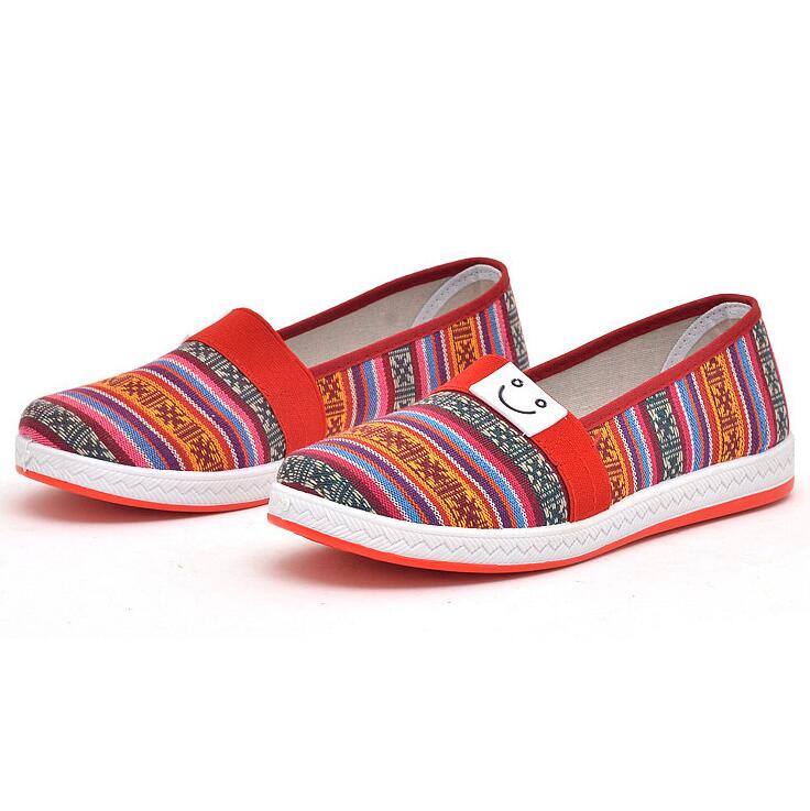 Китай, дешевые холщовые слипоны, плоская повседневная обувь для женщин