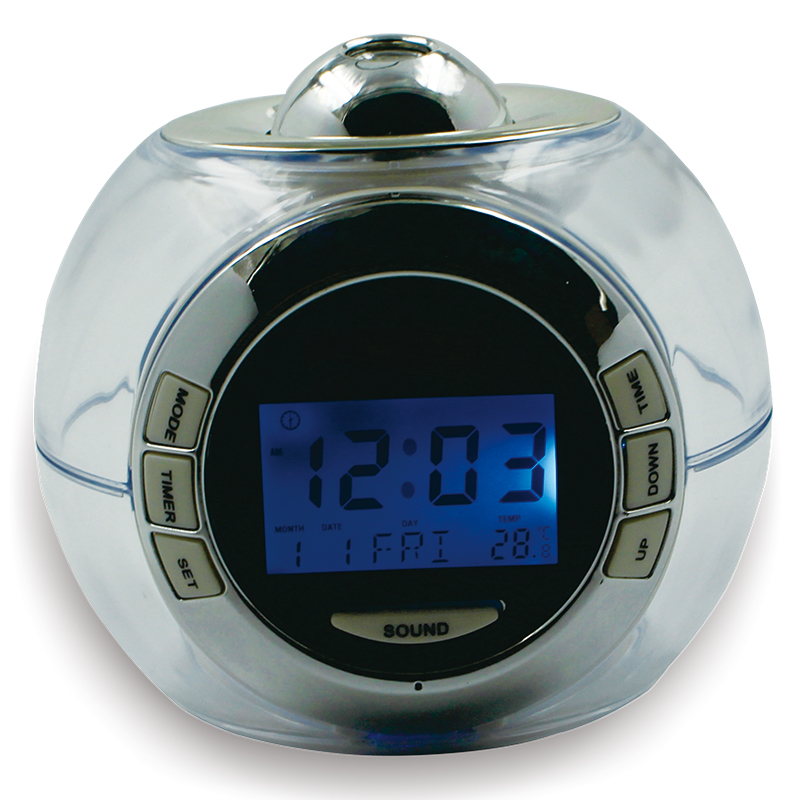 7 цветов Светодиодная подсветка шар форма естественный звук Проекция Часы