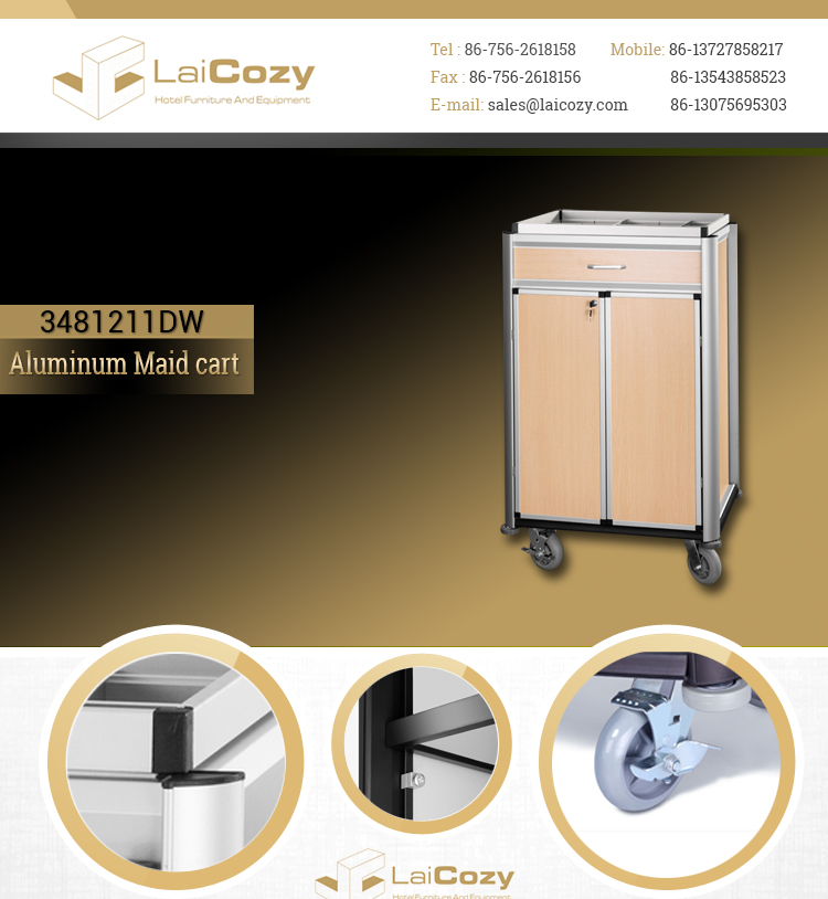 LAICOZY Aluminium Hotel Housekeeping Maid Cart With Door