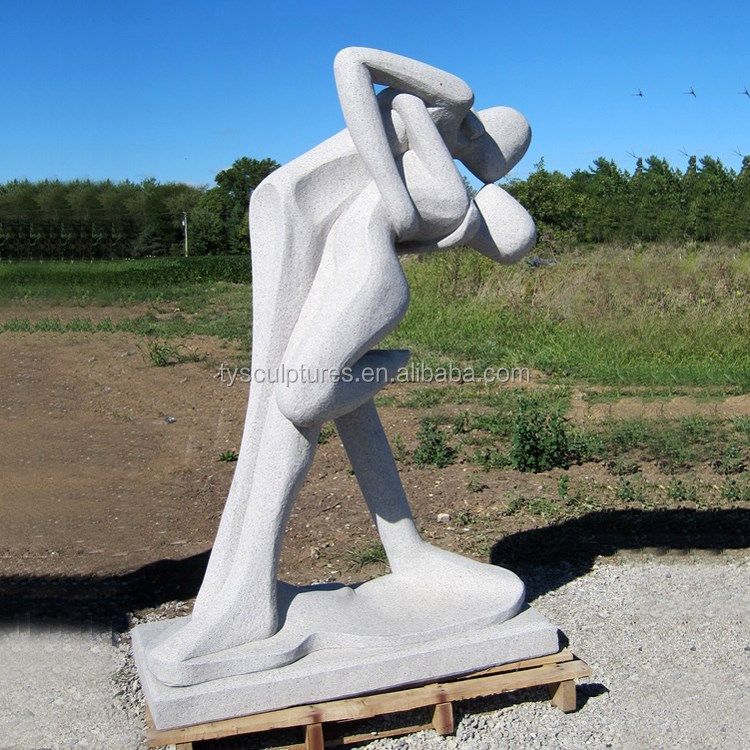 石の抽象的な家族像、石の彫刻、花崗岩の愛のカップル像、人間の像