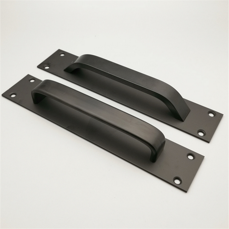 CQ Items 12 Matte Black Steel Sliding Barn Door Handle with Flush Back Plate