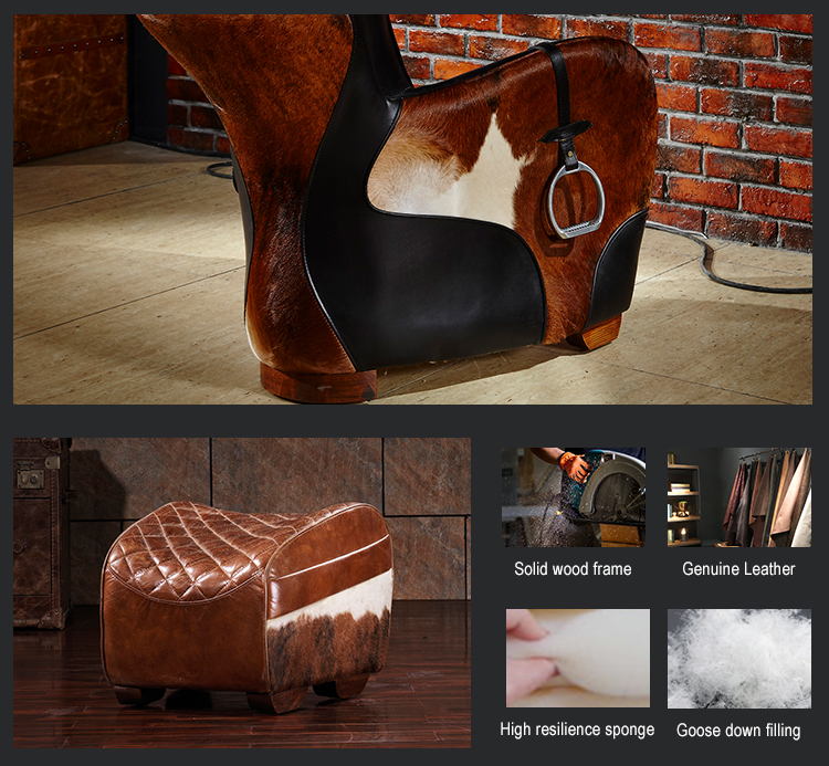 Luxury modern design saddle armchair with ottoman classical full genuine leather single sofa chair