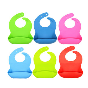 Manufacturer BPA Free Customized Logo Waterproof Easily Wipes Clean Soft Toddler Feeding Silicone Baby Bibs