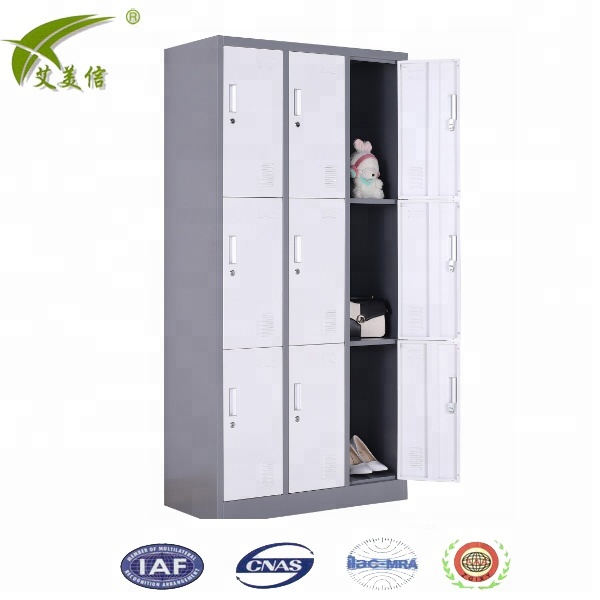 Лоян поставщик коммерческая мебель металлическая 9 человек используется стальной шкафчик Металл 9 двери одежда опилки шкаф для хранения