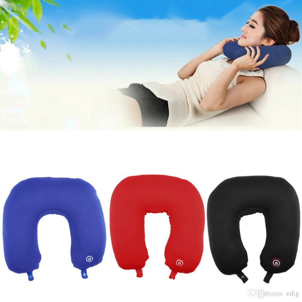 U Shape Travel Pillow Neck Massage Microbead Battery Operated Vibrating~LY