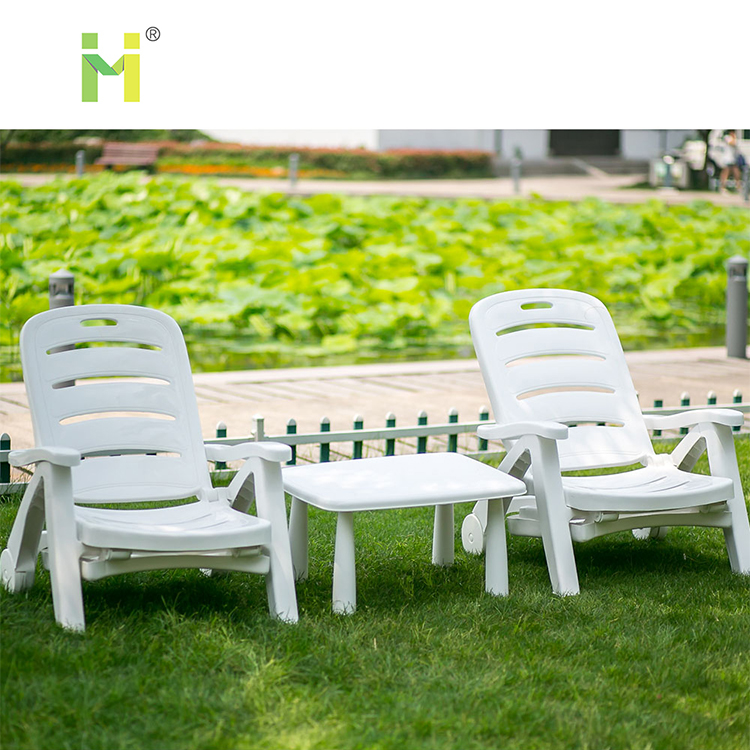 Открытый PP пластиковый складной Lounge Beach стул с колесами