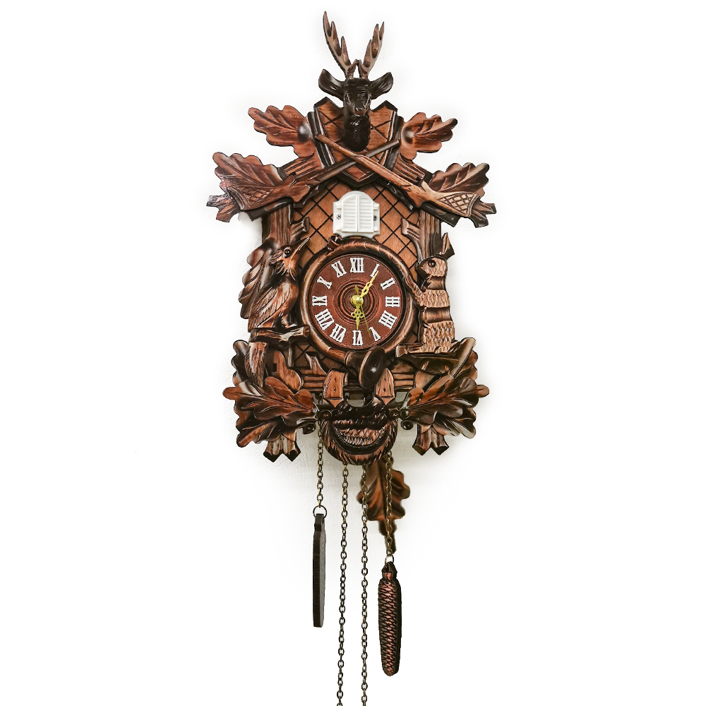 Кварцевые часы cuckoo часовой механизм с колокольчиком птица выходит, античный стиль настенные часы с кукушкой, материал древесины
