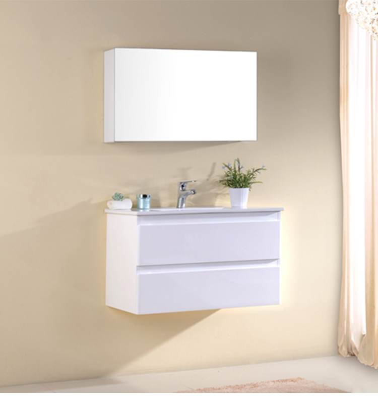 FSC certified bathroom cabinet Modern Single Sink Laminated Plywood Bathroom Cabinet with Mirror Cabinet