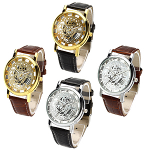 Fashion Custom Printed Logo Silicone Wristwatches Reloj Para Hombre Personalized Leather Mens Sport Vogue Hollow Out Dial Watch