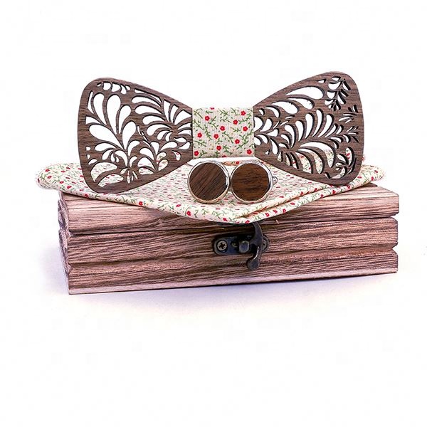 Для мужчин S 4 шт. деревянный галстук бабочка набор платок дерево бабочкой запонки галстук шелк Галстуки для Бизнес Свадебная вечеринка Hombre