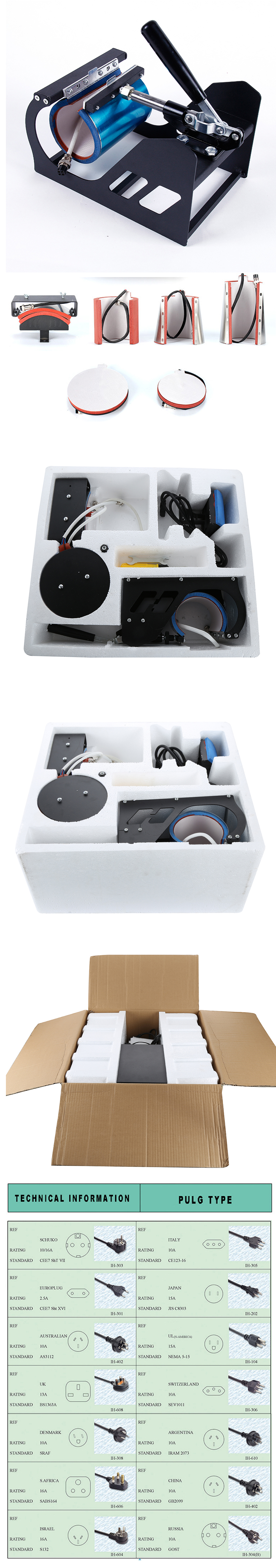 Double Display Advanced New 8 In 1 Combo Heat Transfer Machine Sublimation Heat Press Machine For Mug/Hat/Tshirt/Slate Rock/MDF