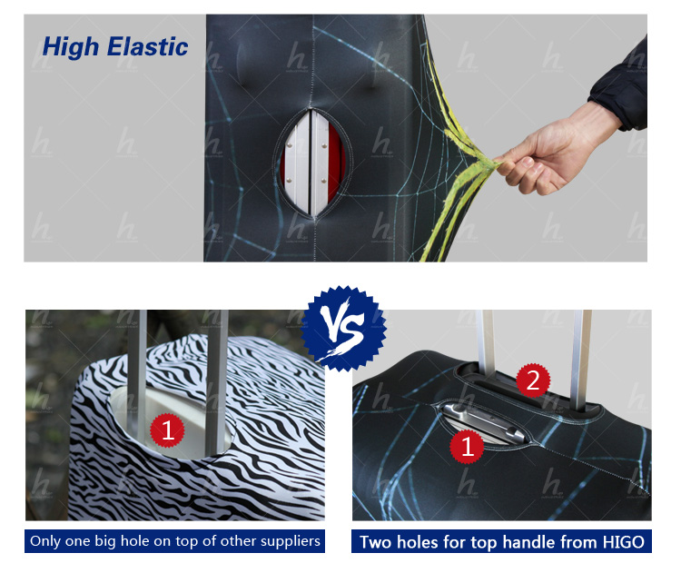 Copertura Valigia Elasticizzata Con Fiori – 18/20/24/28 Pollici, Tessuto 85% Poliestere 15% Spandex, Chiusura Lampo, Nero, Protezione Per Bagaglio - 6
