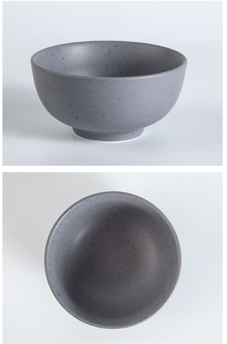 5 Inch Grey Speckled Ceramic Bowl For Rice Salad Soup
