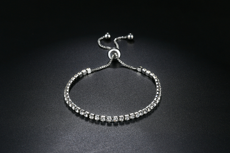 Fashion Jewelry 18k Rose/White Gold Chain Round Shape 4mm CZ Cubic Zirco<em></em>nia Diamond Adjustable Tennis Bracelets For Women H133-M