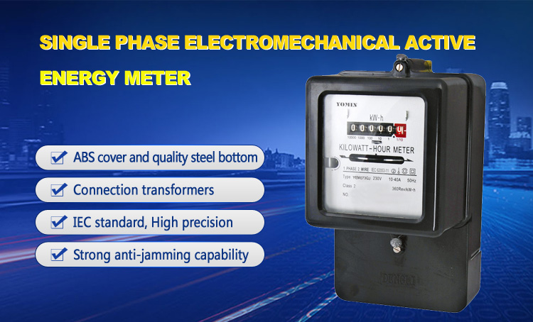 Single phase two wire mechanical kilowatt-hour electric meter with bakelite cover