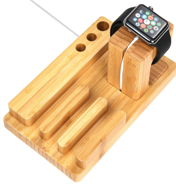 Wood Charge Dock Holder for Apple Watch , Docking Station Cradle Bracket for iPod iPhone iPad and Other Phones Tablets