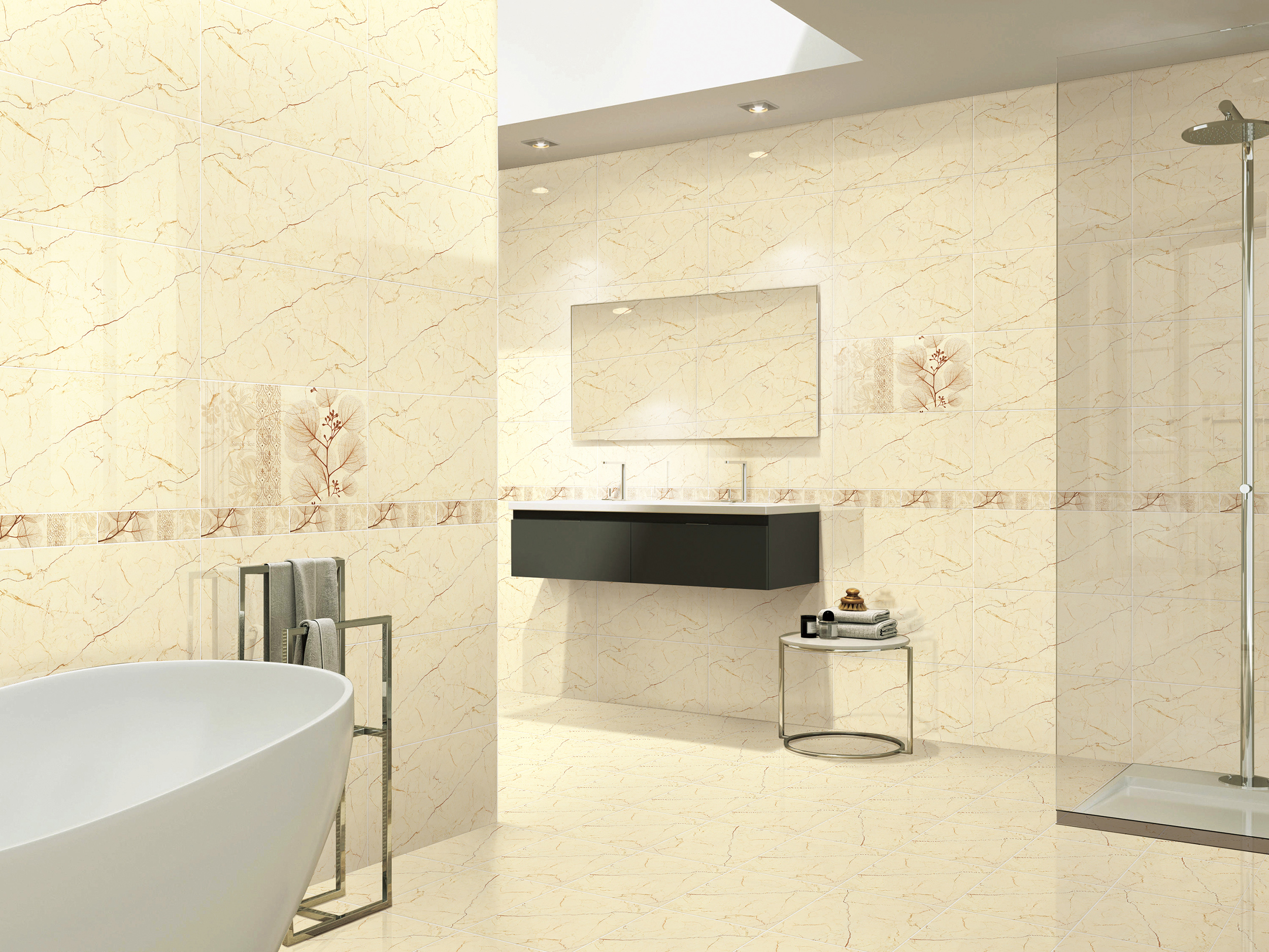 300x600mm Non Slip Yellow Marble Textured Porcelain Ceramic Bathroom Wall Tile