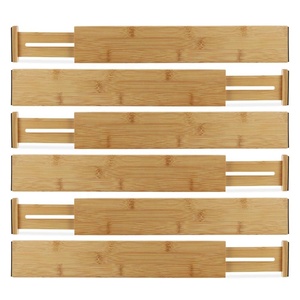100% Natural Bamboo Adjustable & Expandable Drawer Dividers Home Kitchen Drawer Organizers,SET OF 6