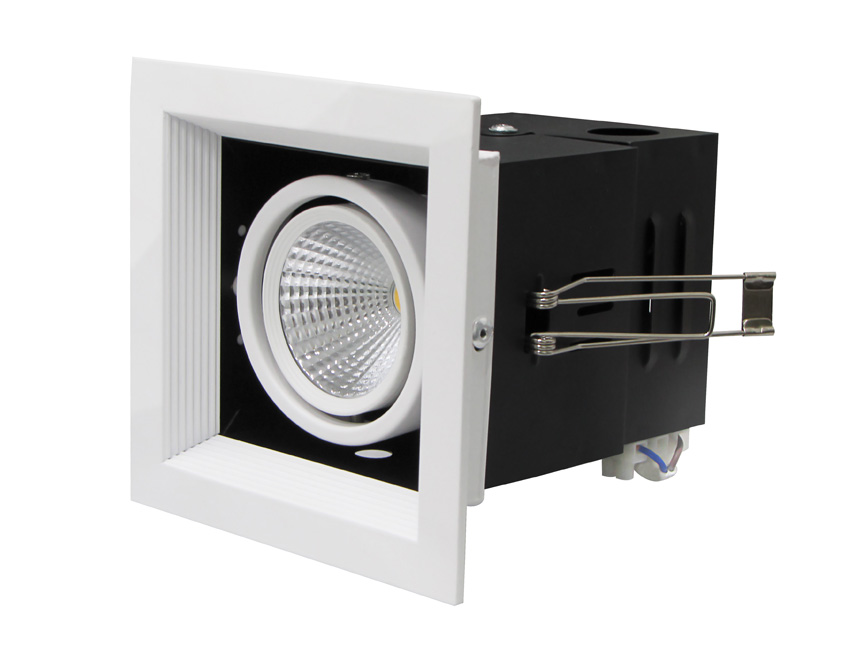 Угловая Регулируемая квадратная потолочная панель, встраиваемый тонкий светодиодный прожектор с одной головкой, коммерческая решетка, встроенное освещение с антибликовым покрытием