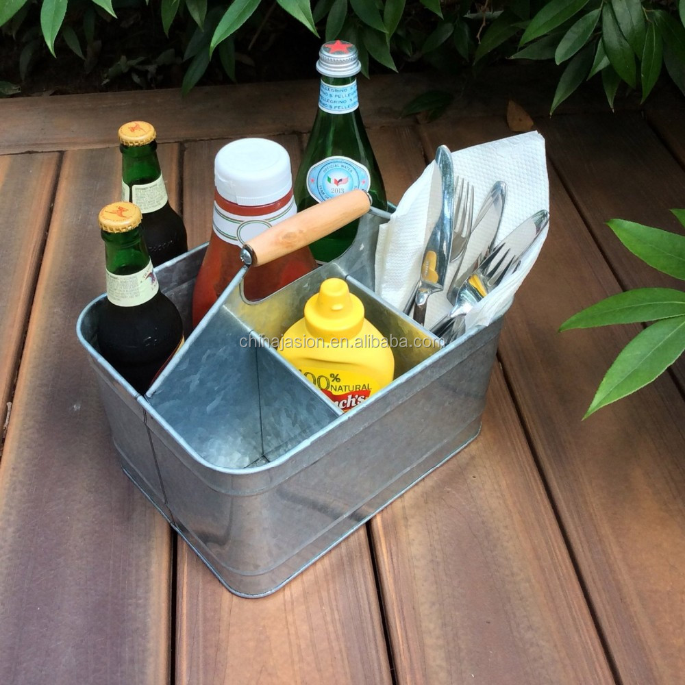 Galvanized steel Tidy organiser compartment Carry-all Tote Tray Tool Storage Beer Caddy