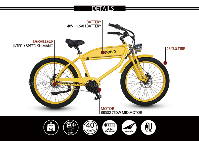 ヴィンテージ電動自転車オールドスクール電動自転車/ビーチクルーザー