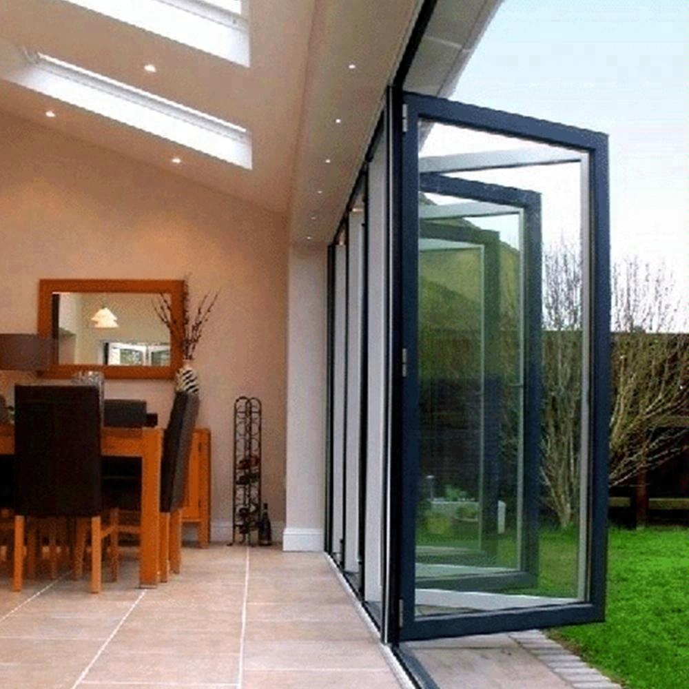 Nova porta de alumínio bi dobrável vidro temperado