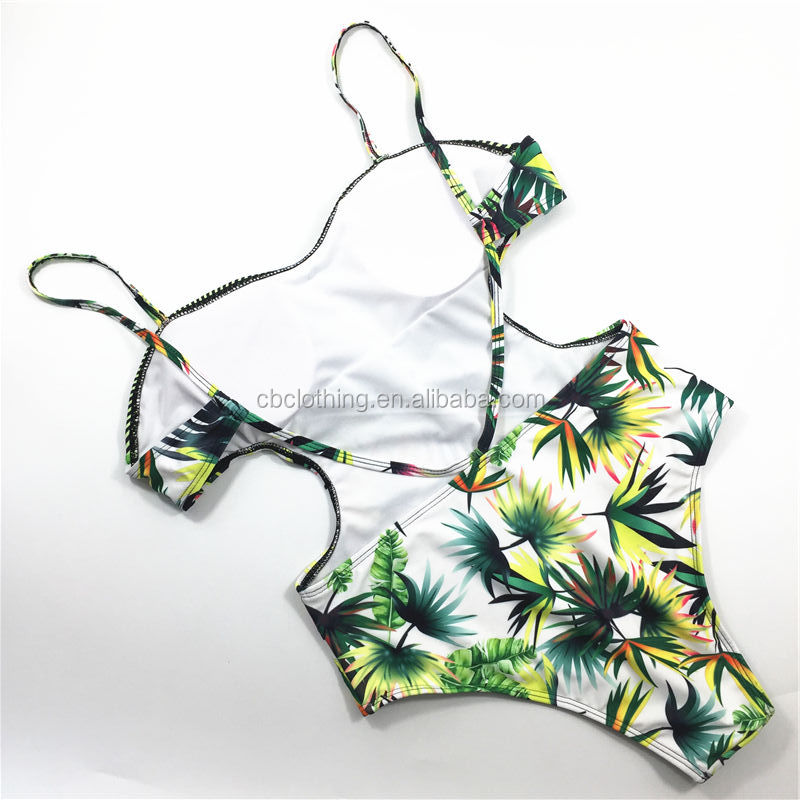 Hot Sale Quick Dry sexy 2021 Backless sexy printed girls' one piece swimwear