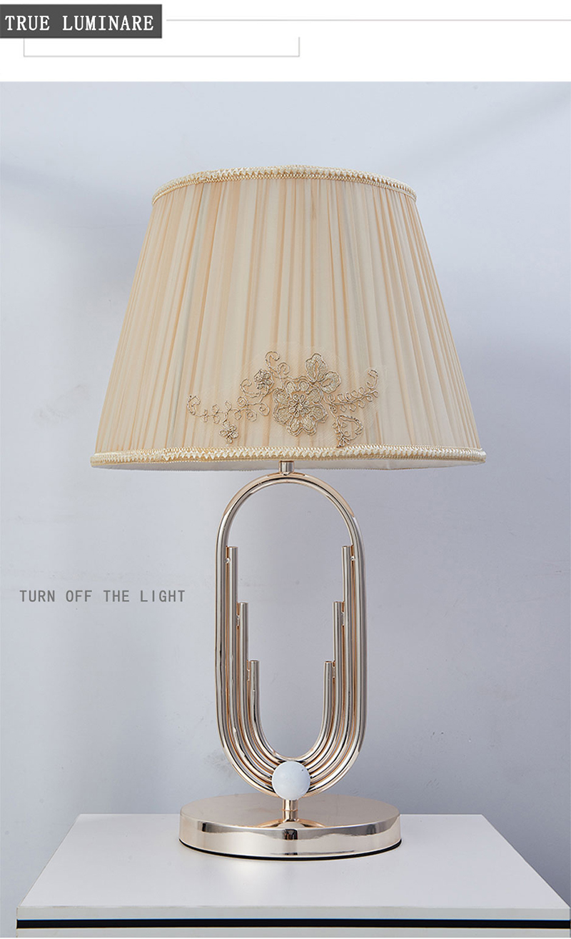 Hotel decoration engineering lamp LED table lamp Modern bedroom bedside metal+cloth lampshade table lamp