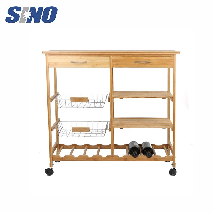 Здоровая многослойная с корзиной тележка кухонная мебель