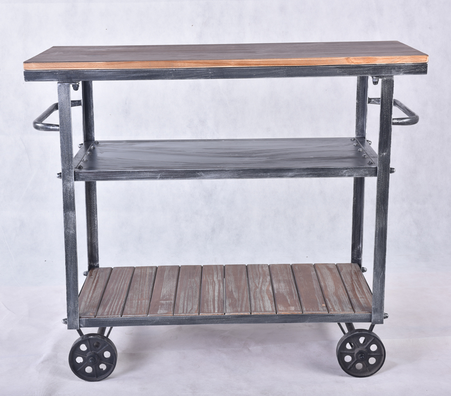 Промышленные журнальный столик гладить старинные деревянные из металла мебель в деревенском стиле Античная Корзину