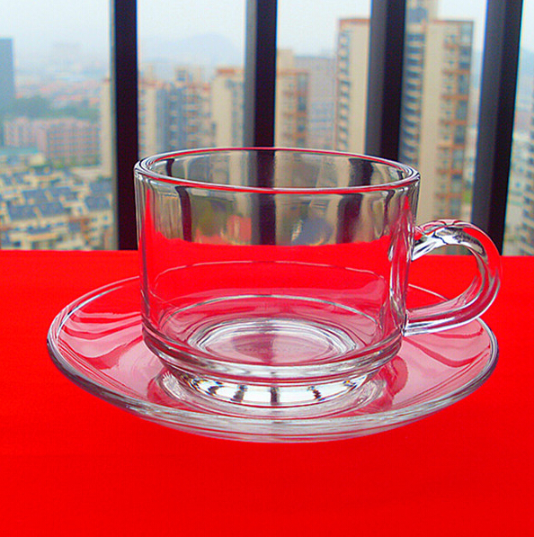 Glass coffee cup and saucer set