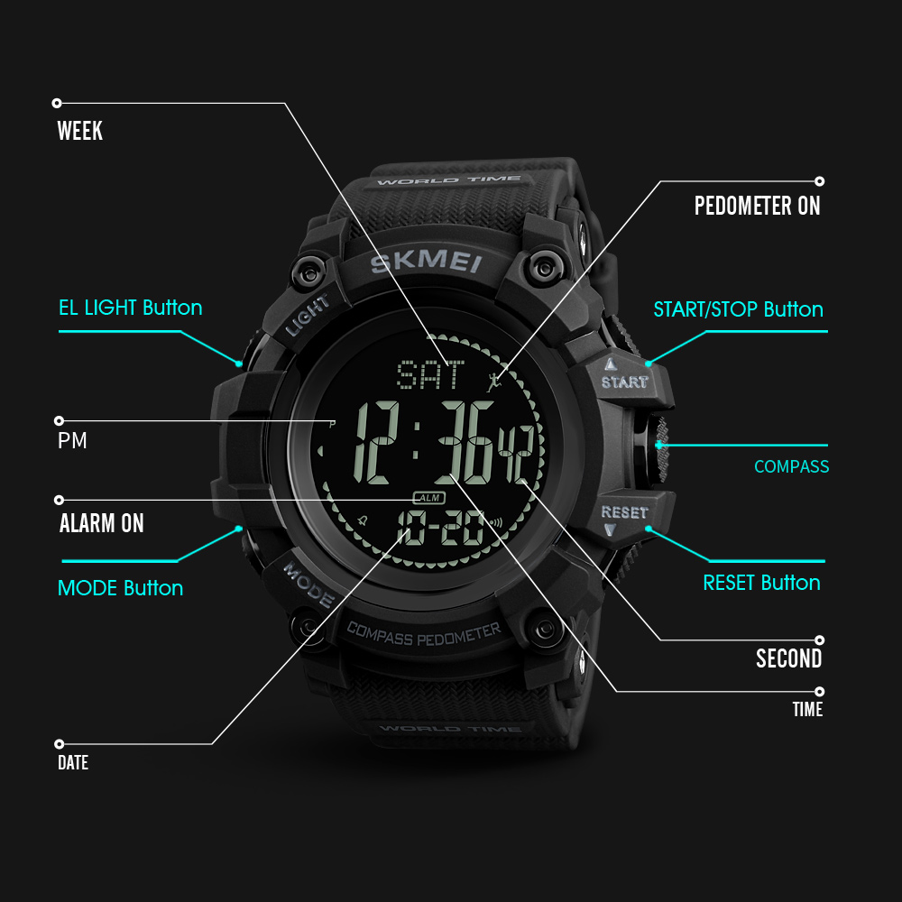 SKMEI 1356 Men Digital Movement Watch Fashion&Casual Multi-function Sport Watch