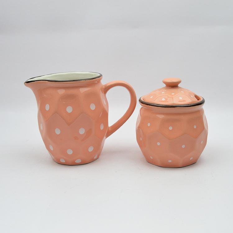 Керамическая банка для крема и сахара с точечным дизайном