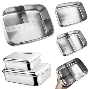 1 2 4 3-compartment bento Metal Lunch Box 304 Rectangular Stainless Steel Lunch Box
