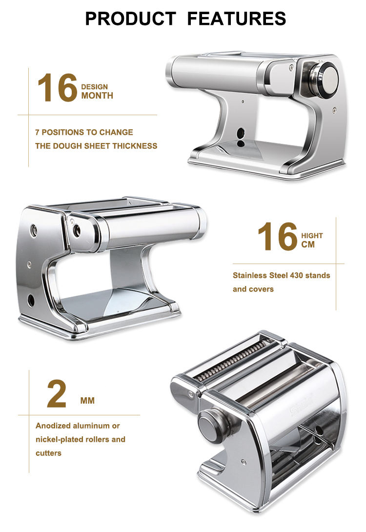 New Stainless Steel Manual Fresh Pasta Maker for Home Use