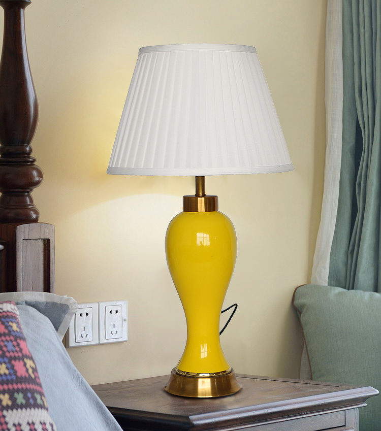 Jingdezhen design table lamp for bedside  classic  ceramic table light with yellow orange for decor in living room E27 holder