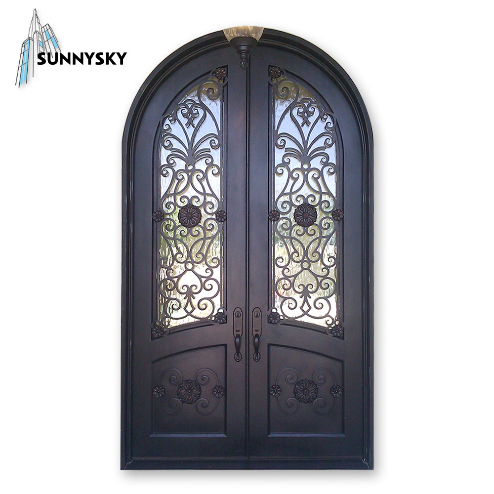 Luxury 36 x 80 customized order wrought iron door with singapore simple design